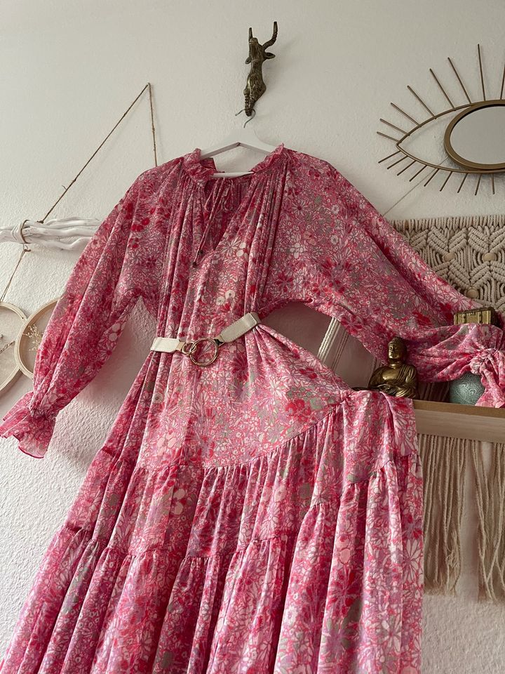 Luftiges Bohemian Chiffon Maxikleid von Free People S / M Pink in Oberschleißheim