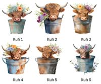 Bügelbild Bügelmotiv Kuh im Eimer Rind Blumen Mädchen Rheinland-Pfalz - Landau-Nußdorf Vorschau