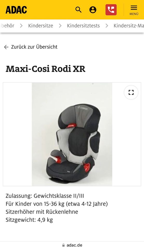 Kindersitz Maxi Cosi Rodi XR 4-12 Jahre in Solingen