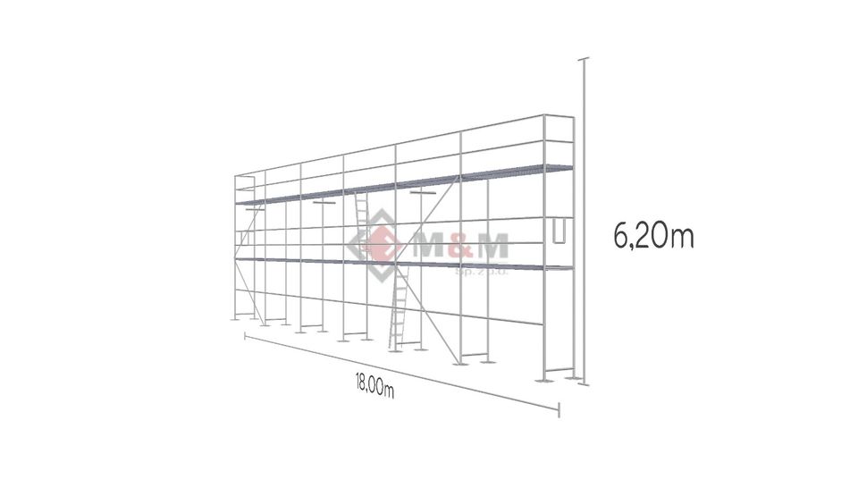 Baugerüst 18x6,2 m Gerüst 111,6 qm Stahlböden Stirnrahmen # in Schwäbisch Hall