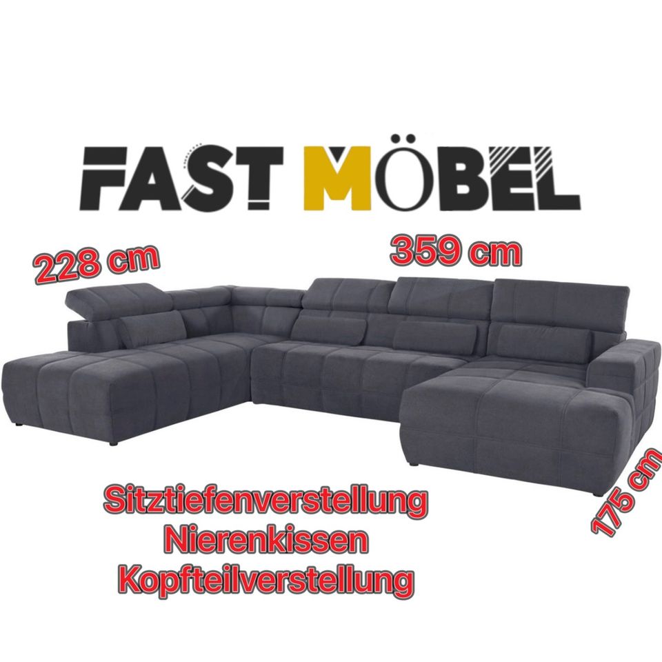 NEU! Wohnlandschaft BRANDON ! Sofa Kopfteil Sitztiefenverstellung in Löhne