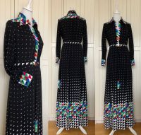 Designer Abendkleid Louis Féraud schwarz bunt Vintage 70-er Baden-Württemberg - Heidelberg Vorschau