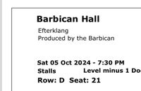 Efterklang Tickets für London Barbican 5.10.2024 3 Stück Altona - Hamburg Iserbrook Vorschau