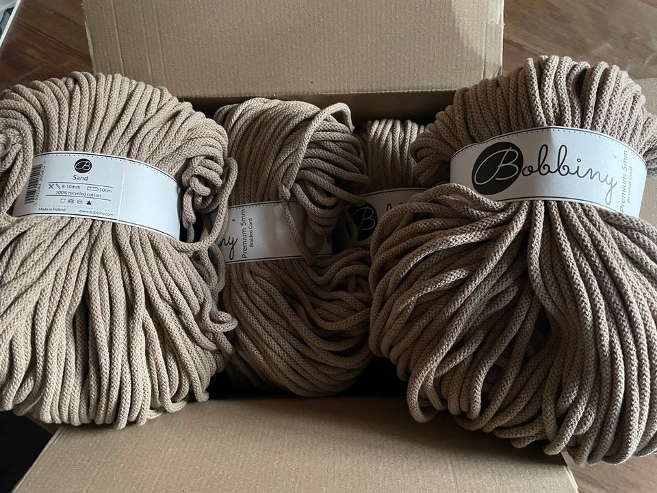 4 x Bobbiny Garn 5 mm - Farbe Sand - 100 m in Waabs