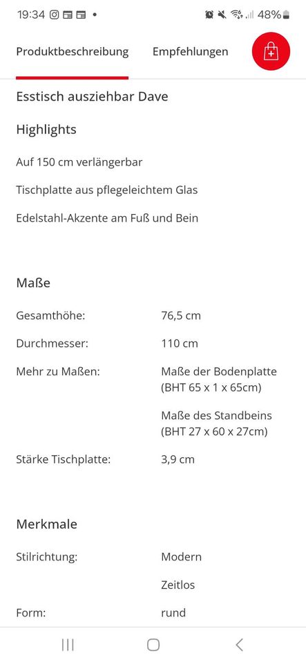 Esstisch ausziehbar in Staßfurt