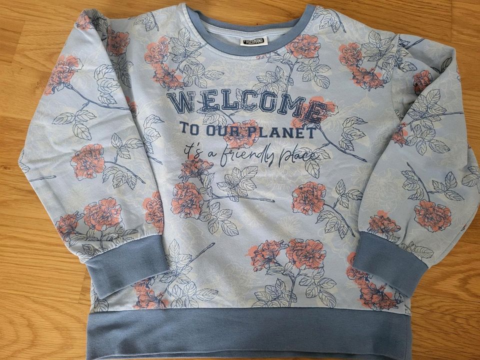 Pocopiano Sweatshirt Pullover 122-128 Blau Blumen in Ahrensburg