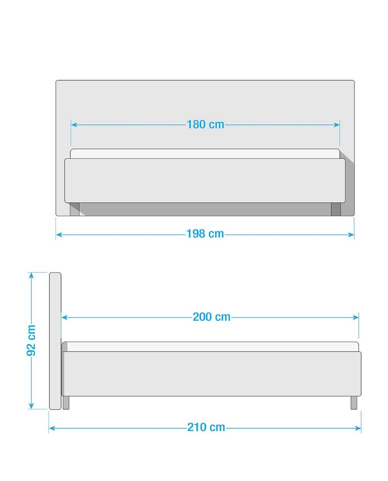 Bett 180x200 cm | Polsterbett Webstoff in Schneverdingen