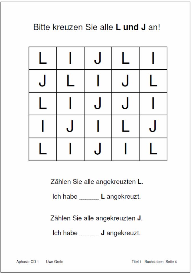 Aphasie: Arbeitsvorlagen (Nr. 1) schwere / mittelschw. Aphasie in Lemgo