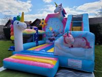 Multiplay Hüpfburg Einhorn mit Rutsche Happy Kids mieten Nordrhein-Westfalen - Hürtgenwald Vorschau