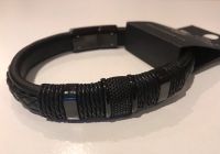 Schwarzes Lederarmband mit schwarzem Stahl, Größe XL *NEU* Niedersachsen - Hambergen Vorschau