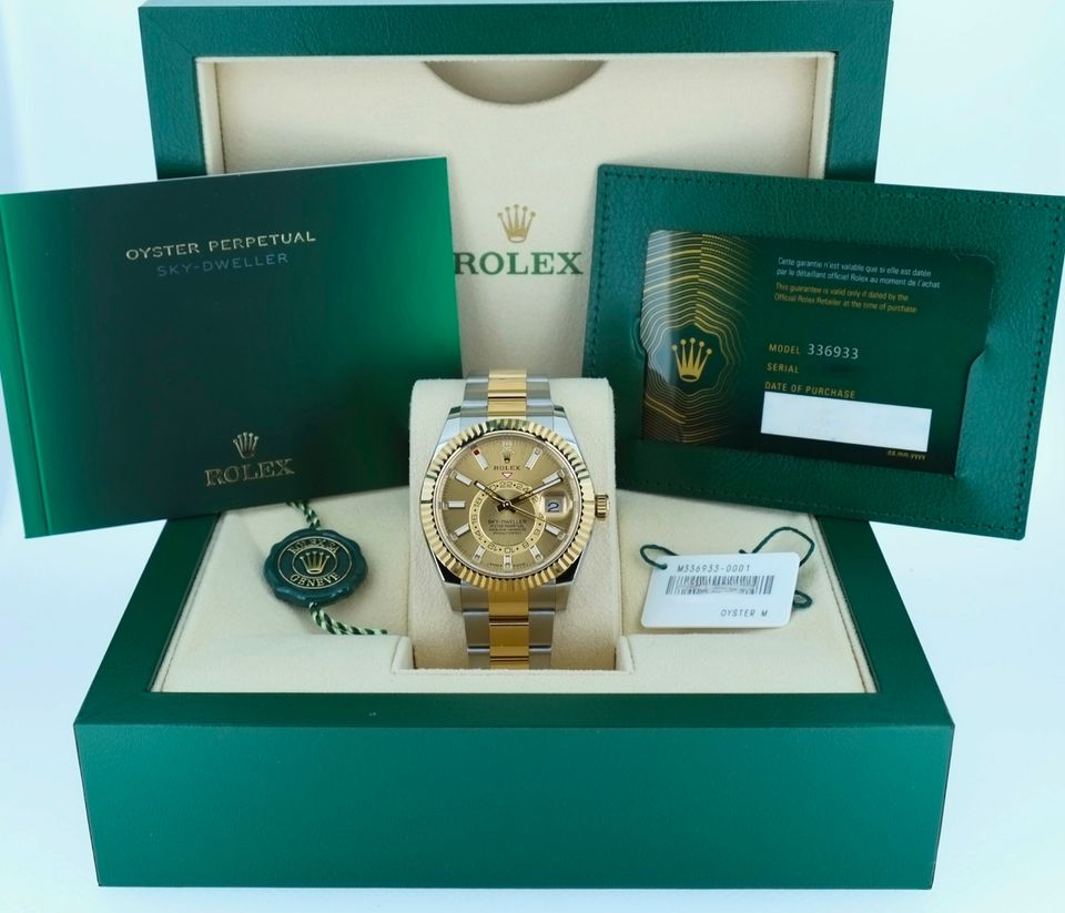 Rolex SkyDweller, Ref. 336933, 2023, ungetragenes Fullset LC 100, Champagne Zifferblatt, Oysterband in Duisburg