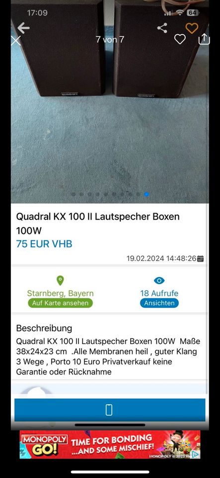 Quadral KX 100 II Lautsprecher top! in Starnberg