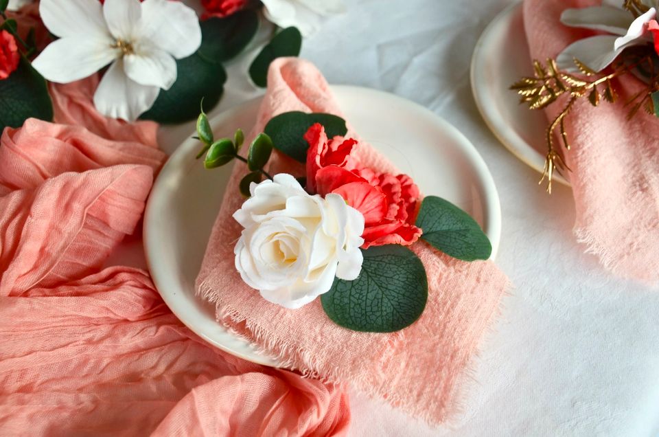 Hochzeit Tablerunner Tischläufer Servietten Deko – apricot, lachs in Dresden