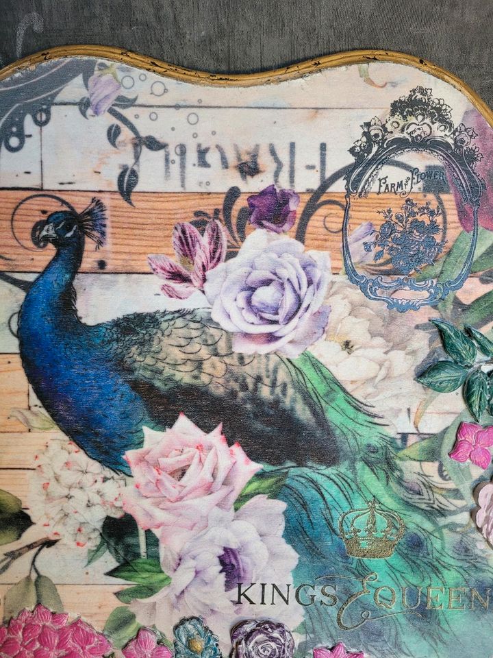 Dekobild Decoupage Pfau Shabby handmade in Gevensleben