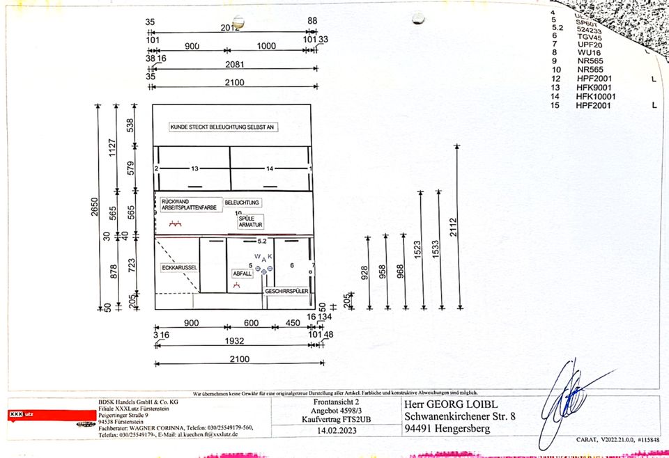 Küche Einbauküche Neuwertig (03/23) komplett mit Einbaugeräten in Hengersberg