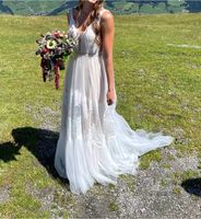 Boho Brautkleid Hochzeit Schleppe Tüll Spitze vintage Schleier Bayern - Zorneding Vorschau