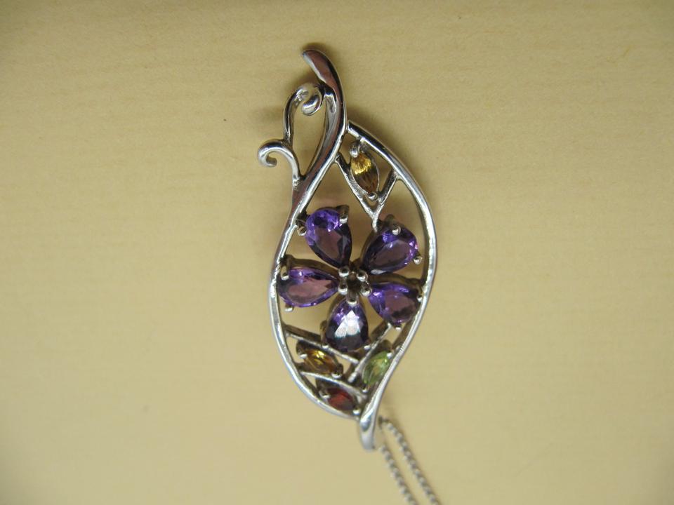 925 Silber Kette + gr. Anhänger mit Citrin Peridot Amethyst ... in Eystrup