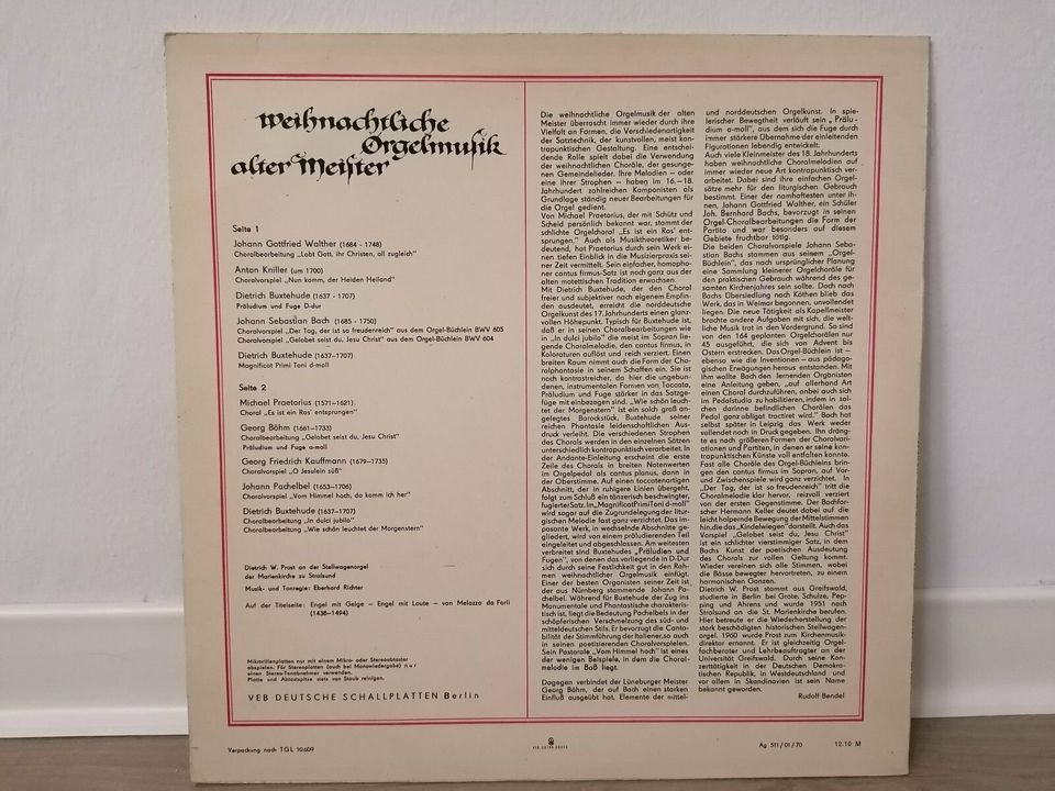 Vinyl, LP, Weinhachtliche Orgelmusik alter Meister, ETERNA in Altenburg