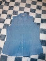 Bluse 100% Baumwolle hell blau Chic Büro Freizeit 46 Hessen - Hirzenhain Vorschau
