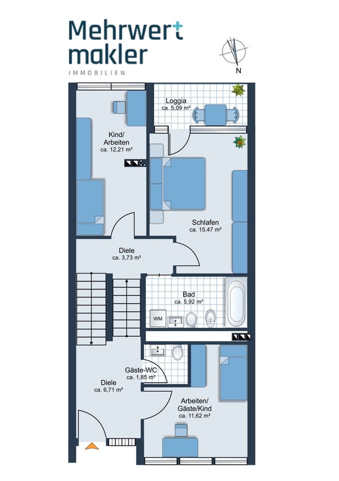 Wie ein Haus mit Garten direkt am Mittellandkanal: 4-Zimmer-Eigentumswohnung mit Garage Nähe MHH. in Hannover