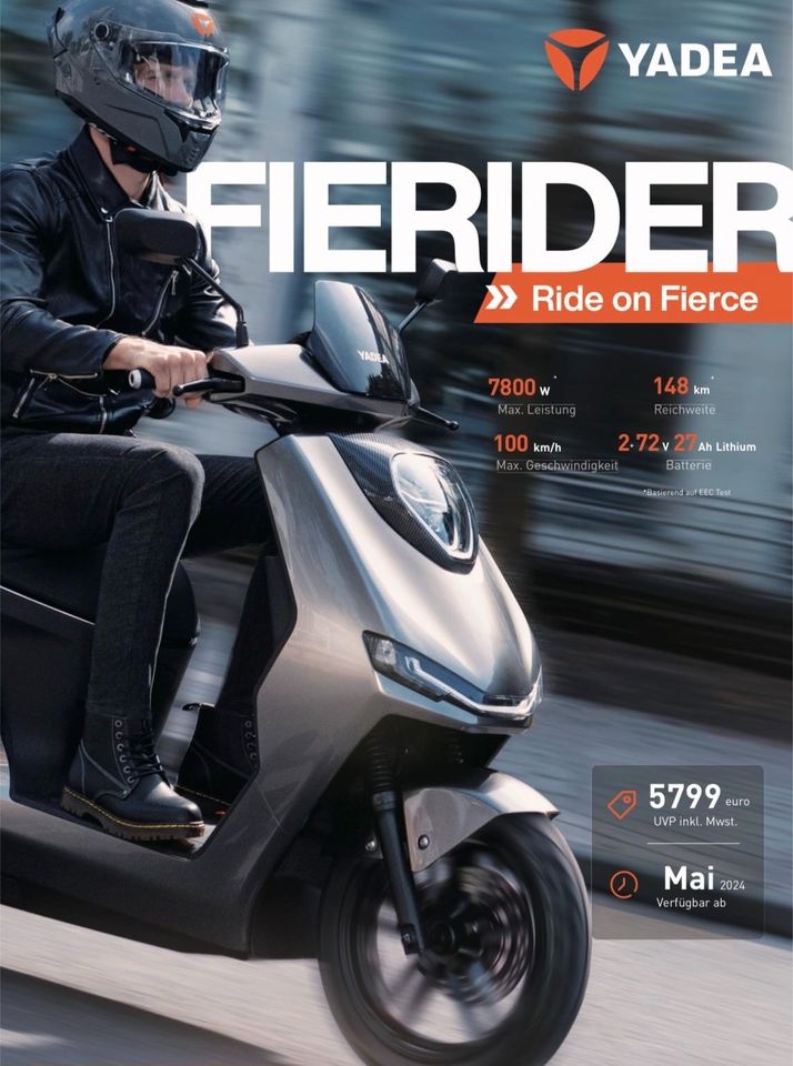 YADEA Fierider Elektro Roller E Scooter ⭐️Neufahrzeug⭐️100km/h⭐️ in Schwaförden