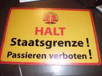 Metallschild Warnung Halt Staatsgrenze Passieren Verboten DDR Hessen - Hattersheim am Main Vorschau