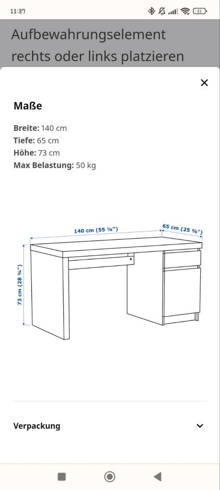 Ikea Malm Schreibtisch Buche in Duisburg