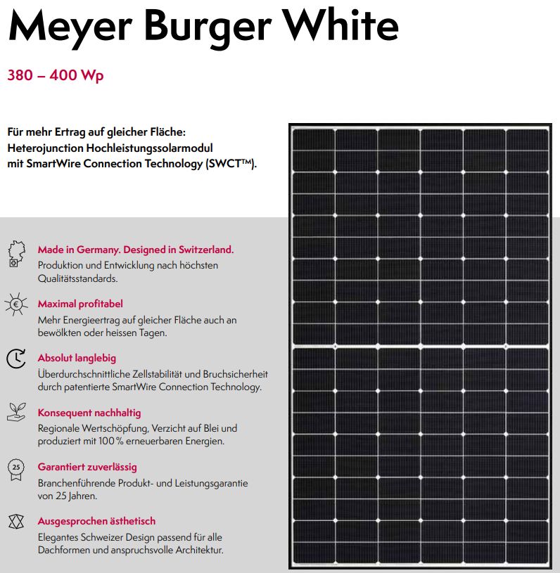 Meyer Burger White 400 – PV-Modul Solarmodul in Wachtendonk