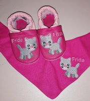 Puschen FRIDA Halstuch Babyschuhe Katze Sachsen-Anhalt - Zehrental Vorschau