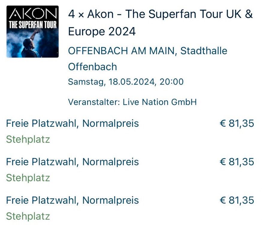 Akon Konzert Offenbach 18.05.24 (Mai) in Erlangen