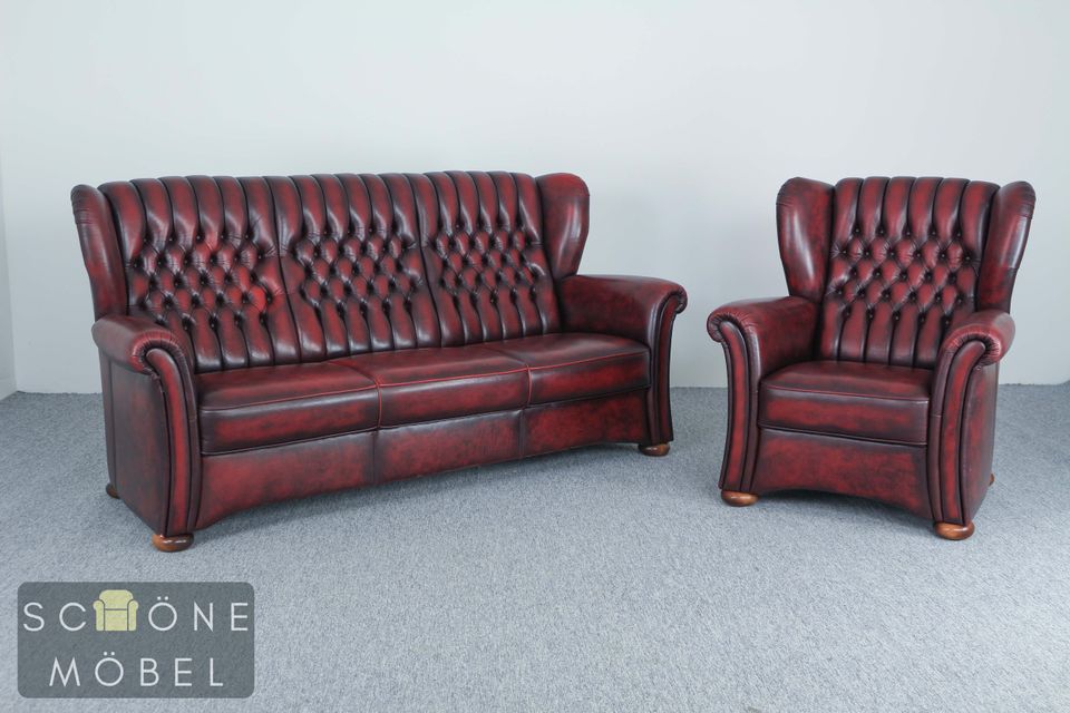 Chesterfield Design 3er Sofa 3 Sitzer Ledersofa Echtleder Leder in Berlin