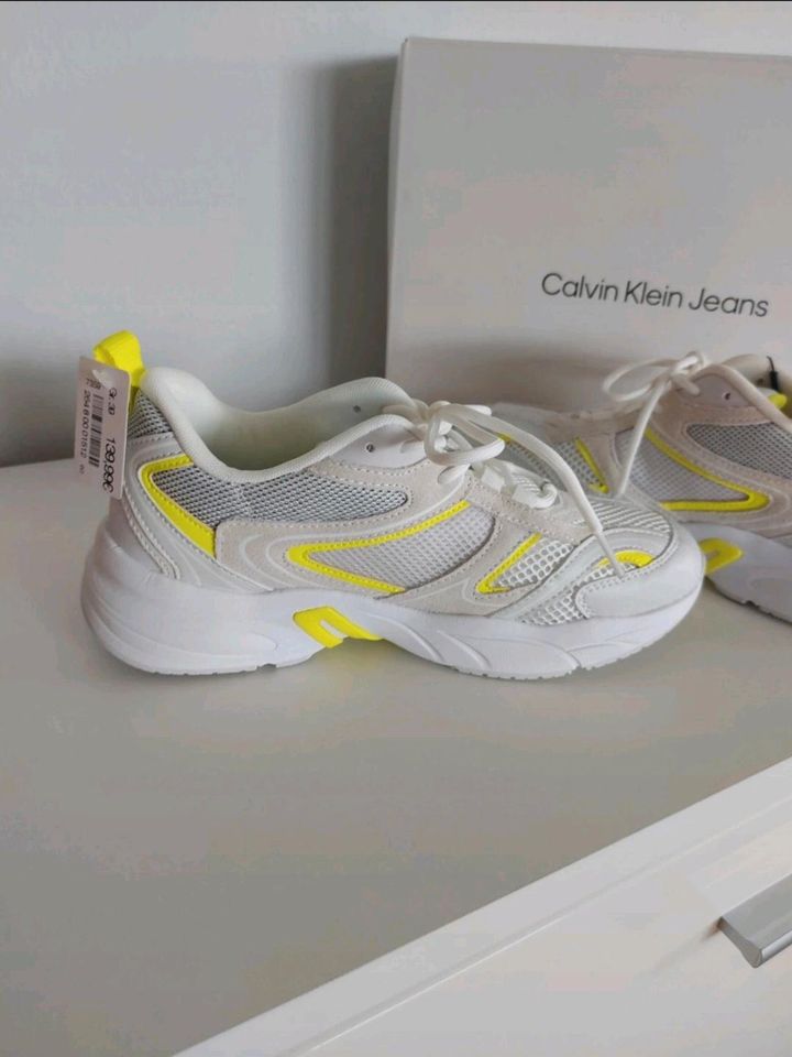 Calvin Klein Retro Tennis Sneaker yellow neon 39 in Oberviechtach