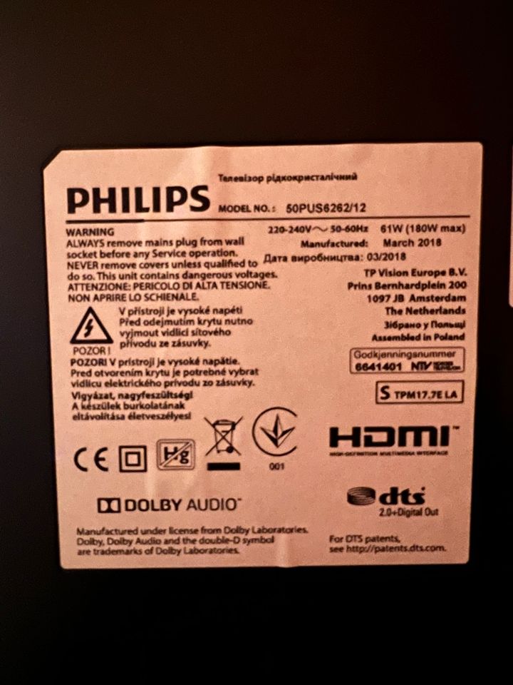 Fernsehr Philips 50PUS6262/12 in Weißenthurm  