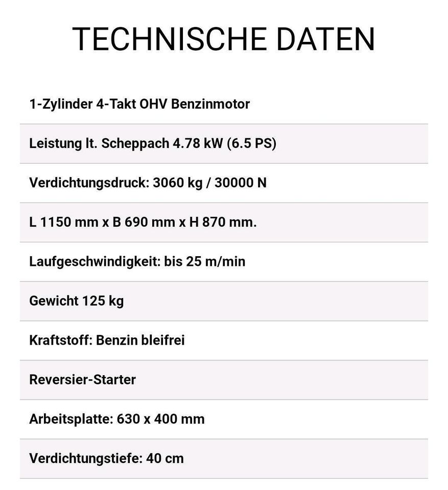 Vermietung Rüttelplatte  Scheppach 125kg mieten in Hansestadt Seehausen