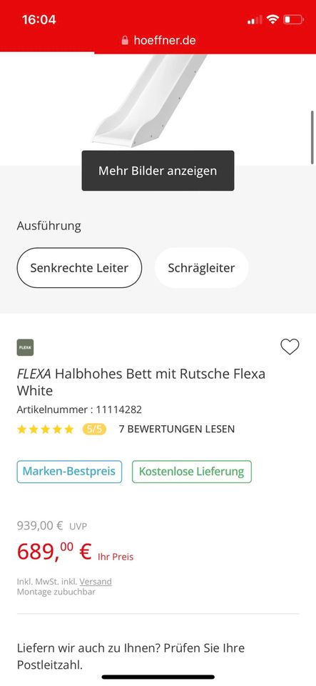 FLEXA Halbhohes Bett Kinder in Nürnberg (Mittelfr)