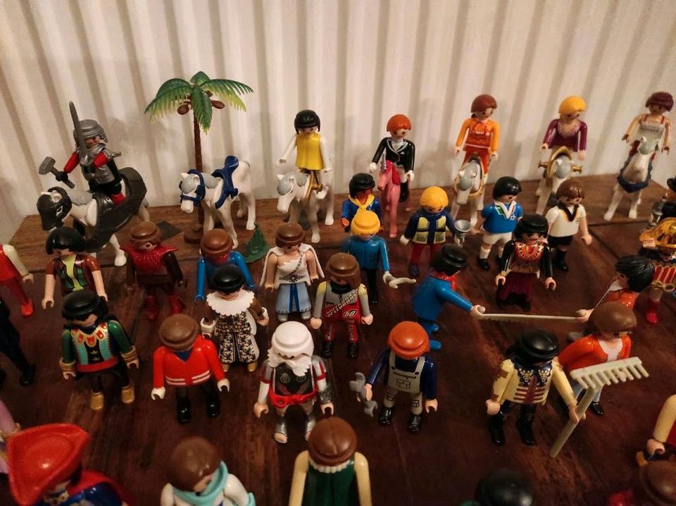 108 Playmobil Figuren + 13 Pferde +3 Kühe + 39 Zäune in Hetlingen