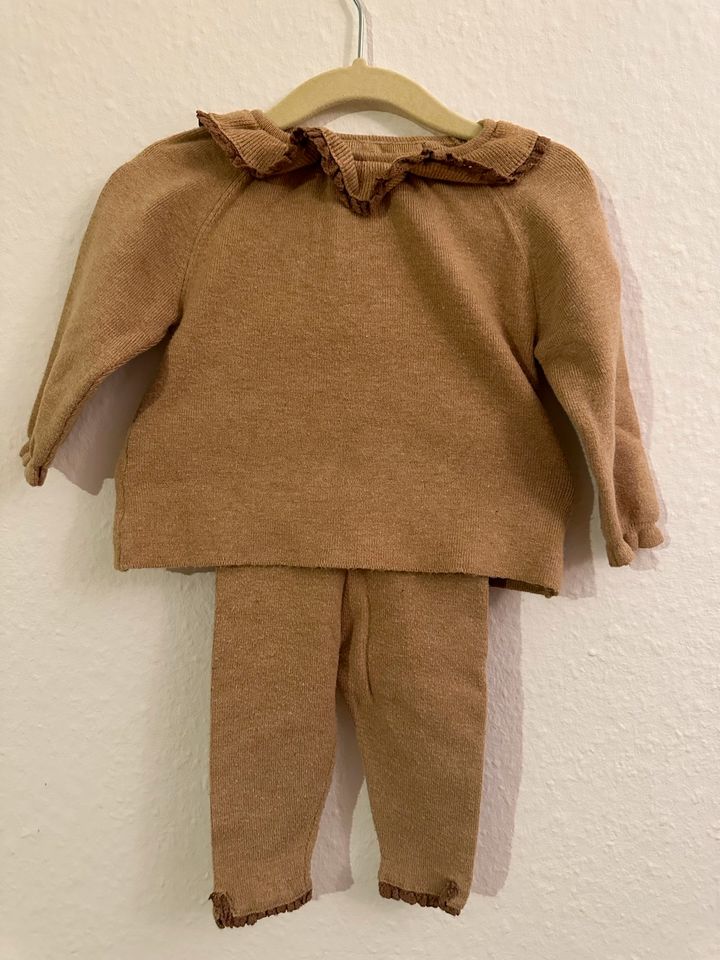 Zara Strick Set Outfit Kombi Gr 68 Leggins & Pullover Braun Baby in Nieste