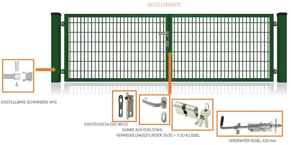 Doppelstabmattenzaun Doppelflügeltor + Zubehör 5000x1800 mm Nr.92 in Lübbecke 