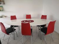 Esszimmer Garnitur, weißer Tisch oval, 6 Stühle rot schwarz Bayern - Karlshuld Vorschau