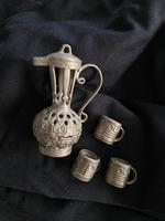 Nostalgie DDR (?) Puppengeschirr Metall Miniatur Krug + 3 Becher Rheinland-Pfalz - Budenheim Vorschau