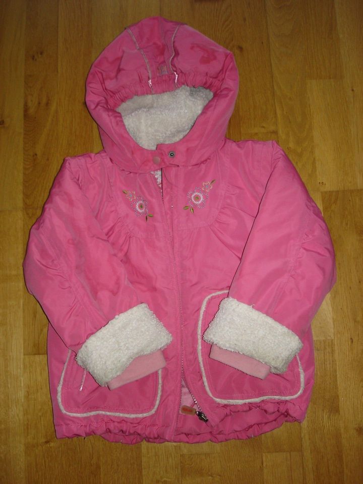 Sanetta rosa Winterjacke 98 104 Parka, Blumenstickerei, Kunstfell in Düsseldorf