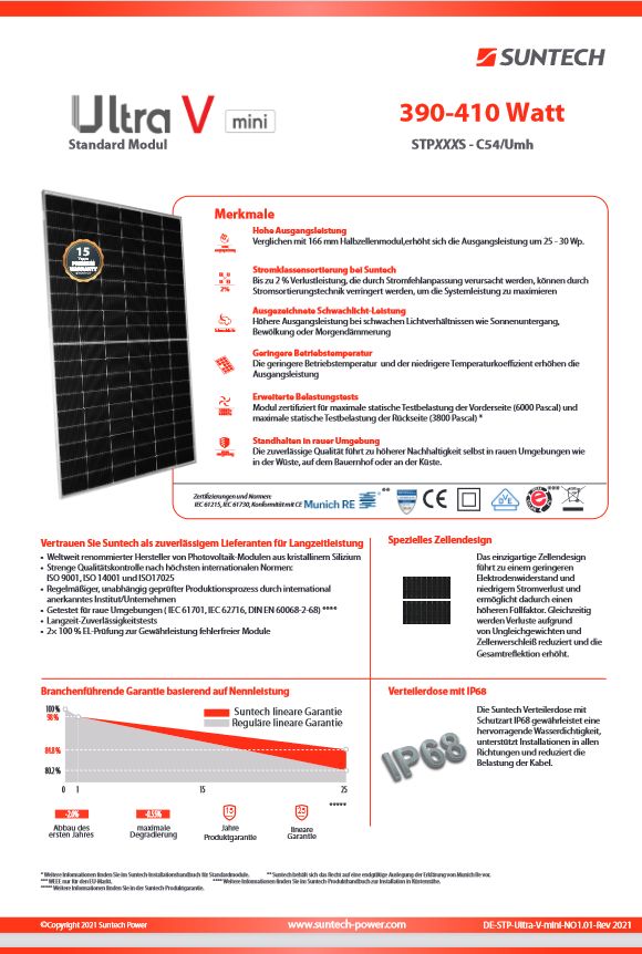 PV-Module Suntech Ultra V mit 410 Watt - Top Modul! in Giebelstadt