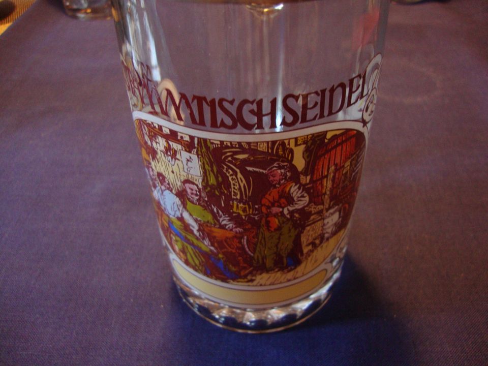 3 Bierkrüge Glas,"2x Stammtisch" bebildert, 1x "neutral", ab 5.-€ in Thumby