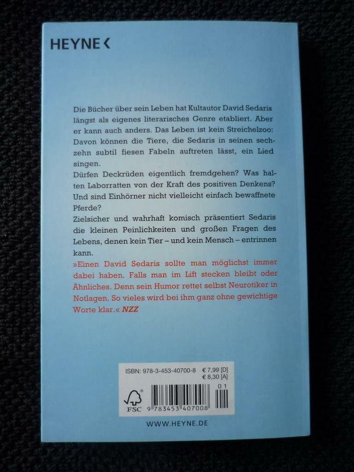 David Sedaris - Das Leben ist kein Streichelzoo, Fiese Fabeln, TB in Berlin