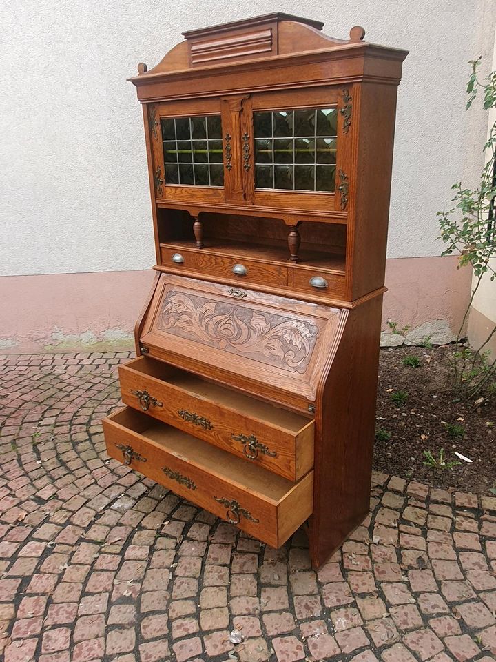 Sekretär Biedermeier Jugendstil Schrank Antiquitäten Schreibtisch in Zellingen
