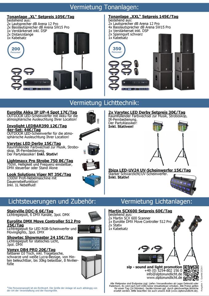 Gesangsanlage, Sprachbeschallung, PA, Musikanlage mieten in Detmold