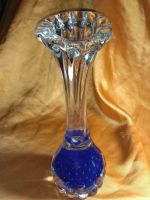 Schwere Design Glas Vase Blau Weiss mit Blasen Murano Artig Hessen - Hofgeismar Vorschau