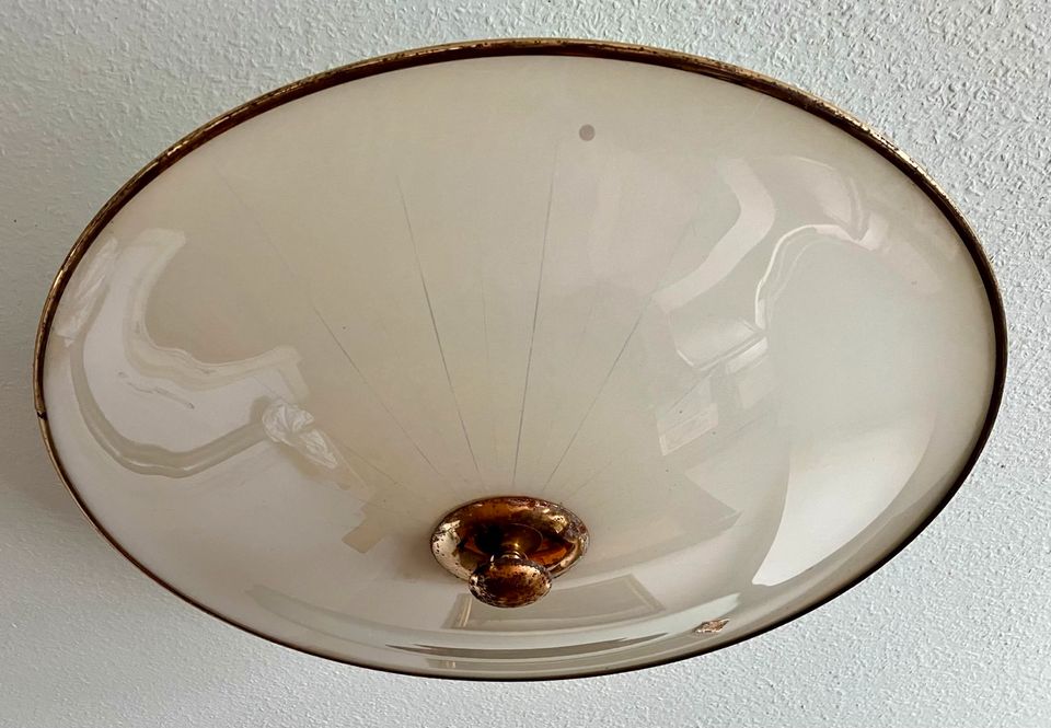 Vintage Mid Century DORIA Glas Deckenleuchte Tellerlampe in St. Leon-Rot