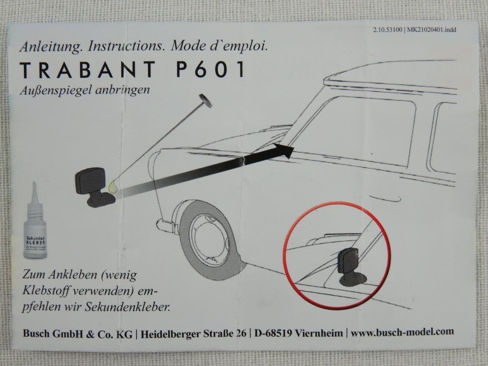 Busch 53107 Trabant P601 Lim. (1964) in pastellbraun/weiß 1:87/H0 in Bad Abbach