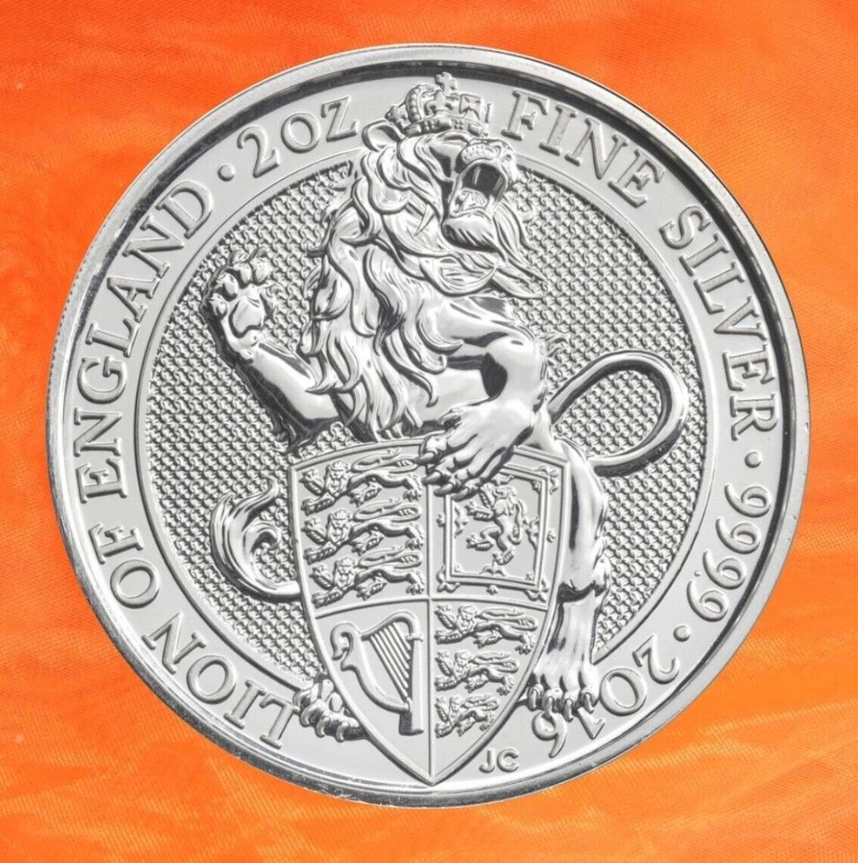 2016 UK 2Oz Queen's Beast Lion of England 9999 Silber BU Münze in Olsberg